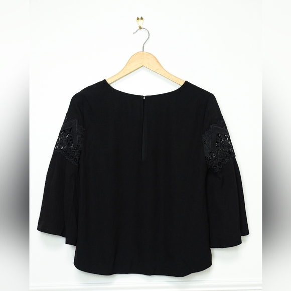 Ramy Brook Black Lace Blouse Flared 3/4 Length Sleeve Size S - Picture 4 of 6